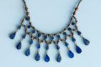 Lapis Lazuli mooie etnische Afghaanse ketting met druppels, Met hanger, Gebruikt, Blauw, Ophalen of Verzenden