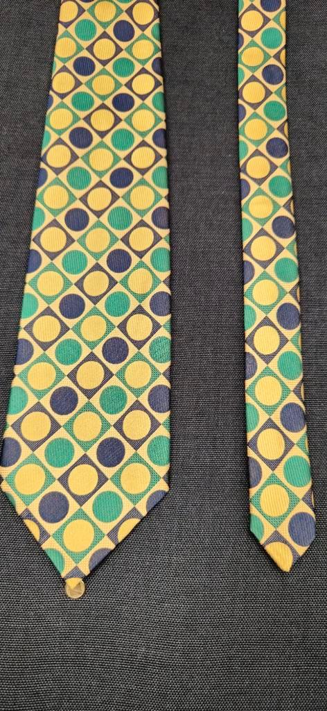 vintage gestippeld mosterdgeel stropdas uit zwitserland, Kleding | Heren, Stropdassen, Nieuw, Met patroon, Blauw, Ophalen of Verzenden