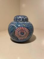 Zachtblauwe Gemberpot met Bloemmotief, Ophalen of Verzenden