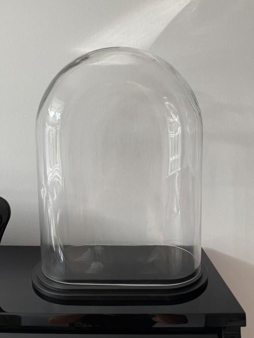 Stolp ovaal XL helder glas Zwart houten plateau, Huis en Inrichting, Woonaccessoires | Stolpen, Nieuw, Ophalen of Verzenden