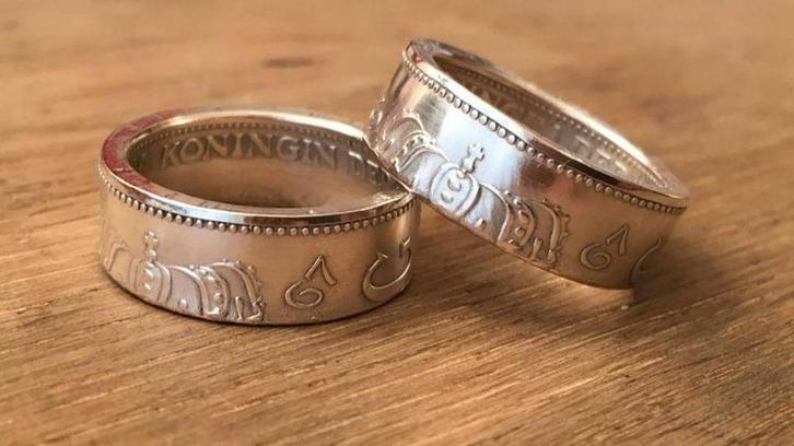 Handgemaakte Zilveren Gulden of Rijksdaalder Ring, Sieraden, Tassen en Uiterlijk, Ringen, Nieuw, Dame of Heer, Zilver, Zilver