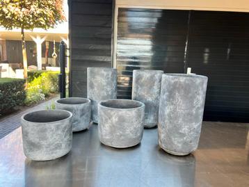 Betonlook Bloempotten Set - 6 stuks beschikbaar voor biedingen