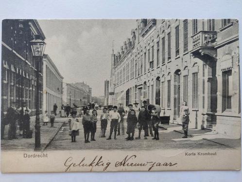 2149 Dordrecht Korte Kromhout Volk Gelukkig Nieuwjaar nog, Verzamelen, Ansichtkaarten | Nederland, Zuid-Holland, Voor 1920, Ophalen of Verzenden
