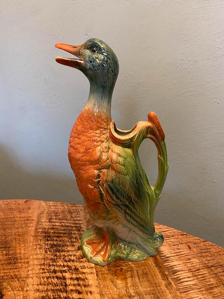 Saint Clément barbotine kan eend schenkkan gemerkt wijn, Antiek en Kunst, Antiek | Keramiek en Aardewerk, Ophalen of Verzenden