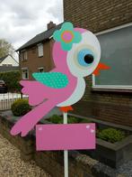 babybordverhuur westervoort, vogeltje roze geboortebord, Ophalen, Nieuw, Geboortebord