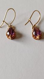 Oude gouden oorbellen met Amethist, Verzenden, Goud, Oorbellen, Met edelsteen