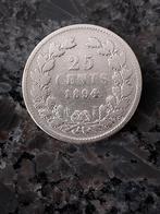 Schaarse 25 cent 1894 zilver zie foto's, Postzegels en Munten, Munten | Nederland, Zilver, Koningin Wilhelmina, Ophalen of Verzenden