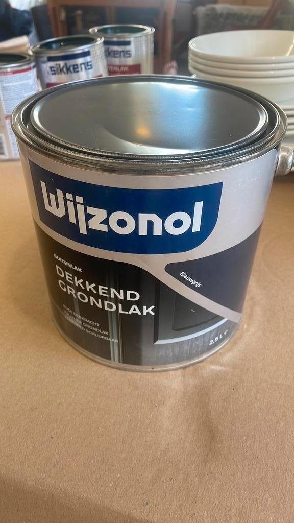2,5L Wijzonol dekkend Grondlak. Blauwgrijs Buitenlak houtlak, Doe-het-zelf en Verbouw, Verf, Beits en Lak, Ophalen of Verzenden