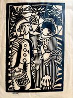 Jean Henri Brossat (1946) grafiek linosnede, Ophalen of Verzenden