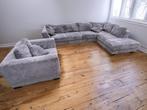 !!ACTIE!! DONKERGRIJZE HOEKBANK MET FAUTEUIL, Huis en Inrichting, Banken | Bankstellen, Verzenden, Hoekbank, 300 cm of meer, Metaal