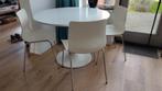 Ronde witte tafel met 3 stoelen, Huis en Inrichting, Tafels | Eettafels, Ophalen, Gebruikt, Rond, 100 tot 150 cm