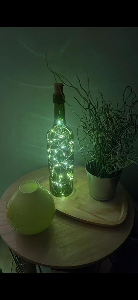 Wijnflessen met Verlichting - Set van 5, Huis en Inrichting, Lampen | Hanglampen, Nieuw, Minder dan 50 cm, Ophalen of Verzenden