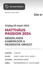 Ticket Matthäus Passion in Leiden, Pieterskerk, 29 maart, Tickets en Kaartjes, Concerten | Klassiek, Vocaal, Maart, Eén persoon