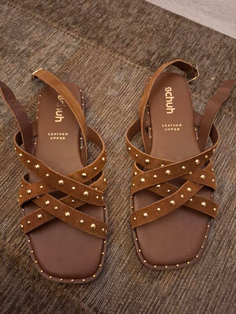 Sandalen maat 37 - Schuh Thelma Studded Gladiator, Bruin, Schuh, Zo goed als nieuw, Sandalen of Muiltjes