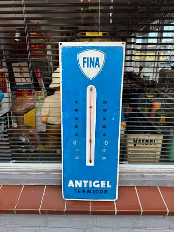 Vintage FINA Thermometer Reclamebord beschikbaar voor biedingen