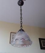 Grote Art Deco holophane lamp, Gebruikt, 50 tot 75 cm, Ophalen of Verzenden, Glas