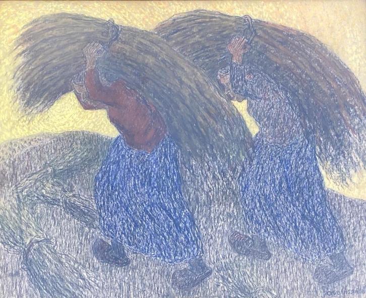 Cornelis van Assendelft 1870-1945 boerinnen op  het land, Antiek en Kunst, Kunst | Schilderijen | Klassiek, Ophalen