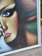 Vintage/Schilderij/Dame met poes, Antiek en Kunst, Ophalen of Verzenden