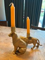 Twee kandelaren panter/leeuw, Huis en Inrichting, Woonaccessoires | Kandelaars en Kaarsen, Ophalen of Verzenden, Zo goed als nieuw