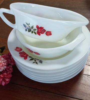 Leuke 8-delige set,6 diepe borden,1 sauskan,1 schaaltje,glas beschikbaar voor biedingen