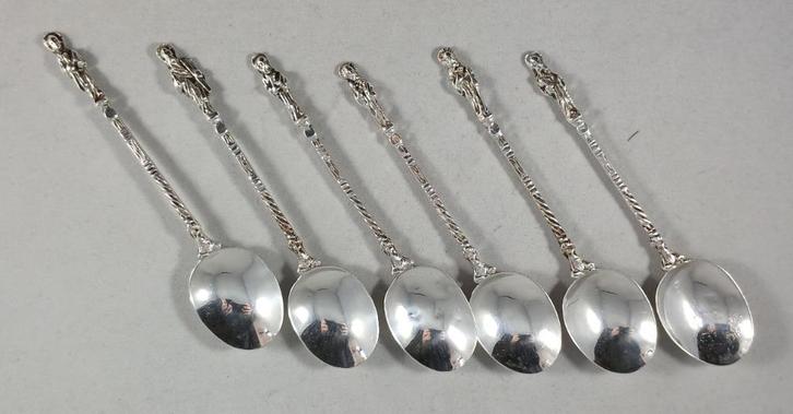 6 korte apostel theelepels antiek 835 zilver, Antiek en Kunst, Antiek | Goud en Zilver, Zilver, Ophalen of Verzenden