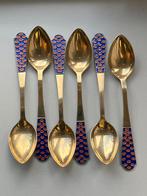 6 Zilveren vergulde Russische lepels emaille, Antiek en Kunst, Antiek | Goud en Zilver, Verzenden, Goud