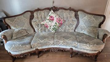 Biedermeier Bankstel (4-zits) + 2 Fauteuils beschikbaar voor biedingen