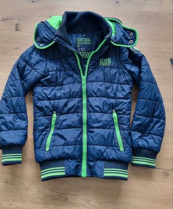 Mooie winterjas Cars Jeans mt 10/140, blauw met 'neon' groen beschikbaar voor biedingen