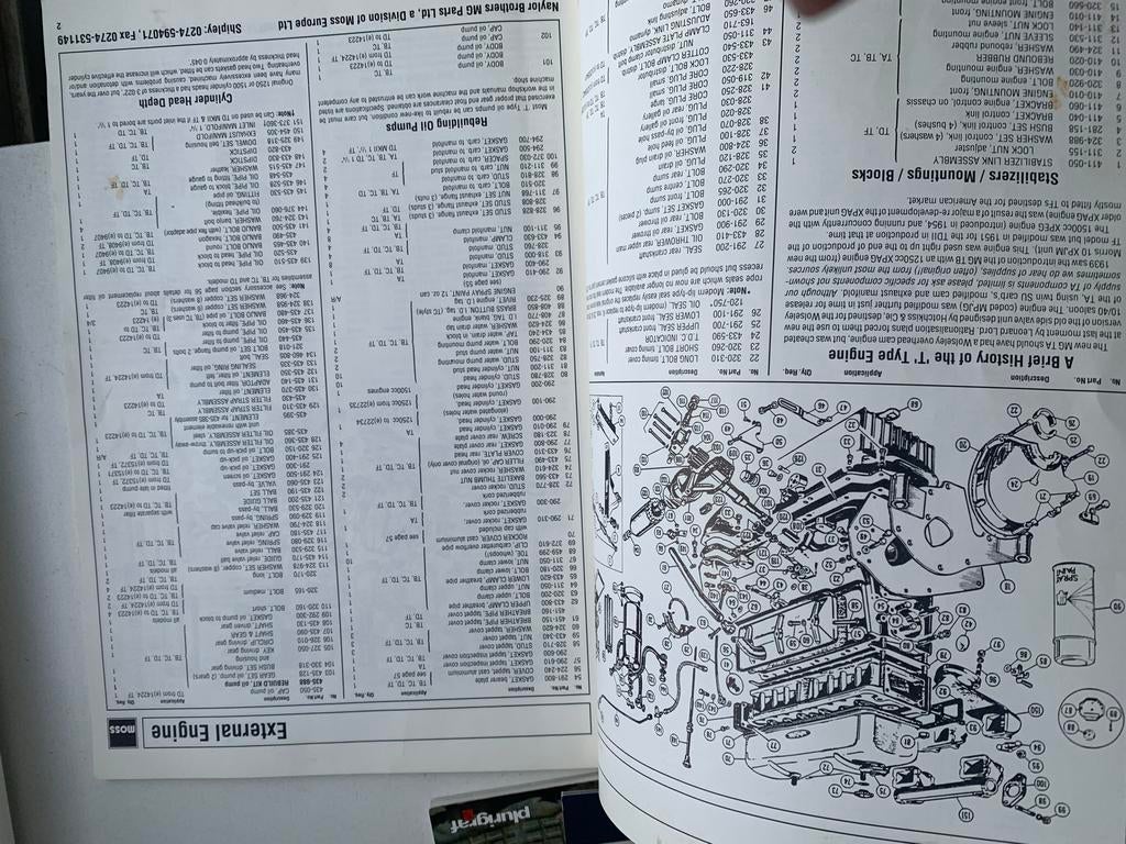 Moss Onderdelen Catalogus MG T-Type (1936-1955), Auto-onderdelen, Overige Auto-onderdelen, Ophalen, Gebruikt, MG