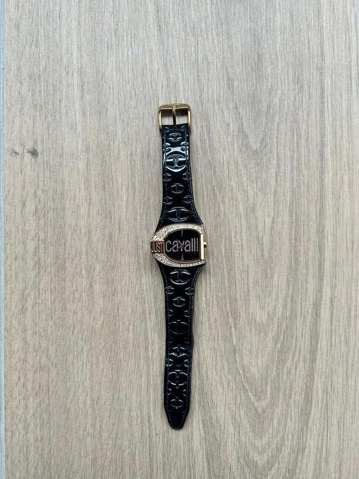 Zwarte Horloge met strass steentjes van Just Cavalli, Sieraden, Tassen en Uiterlijk, Horloges | Dames, Zo goed als nieuw, Polshorloge