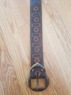 Brede leren bewerkte riem, Ophalen of Verzenden, Bruin, Riem of Ceintuur, Echt leder