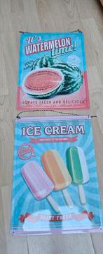 Wanddecoratie: IJsjes & Meloen Schilderijen (Blik), Antiek en Kunst, Antiek | Wandborden en Tegels, Ophalen of Verzenden