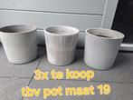 3x Ikea Bloempotten - Potmaat 19 - Betongrijs, Rond, Binnen, Ophalen of Verzenden, Zo goed als nieuw