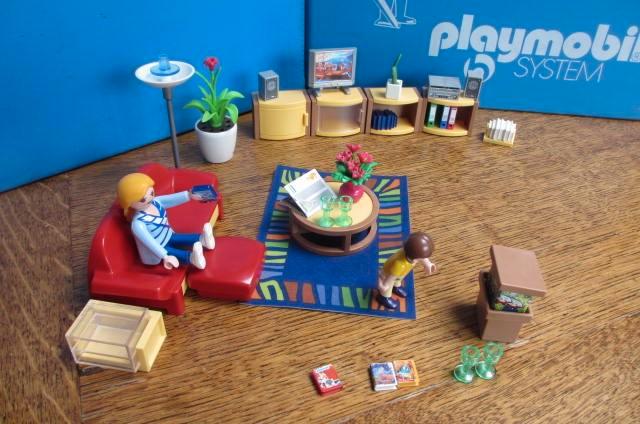 huis huisinrichting poppenhuis 4282 huiskamer bank aquarium, Kinderen en Baby's, Speelgoed | Playmobil, Zo goed als nieuw, Complete set