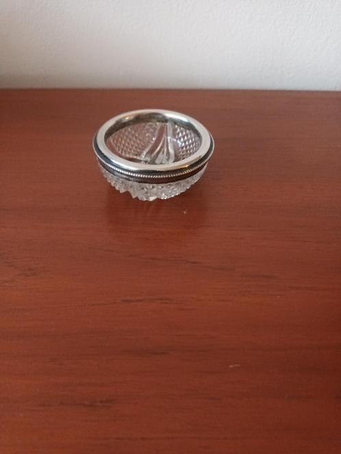 Zoutbakje/ Kristal/ Zilver, Antiek en Kunst, Curiosa en Brocante, Ophalen of Verzenden