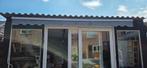 Zonnescherm met verlichting 4 meter breed, Tuin en Terras, Zonneschermen, Ophalen, Zo goed als nieuw, Knikarmscherm