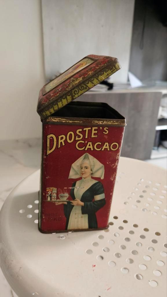 Vintage Droste Cacao Blik, Antiek en Kunst, Antiek | Emaille, Ophalen of Verzenden