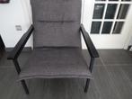 retro vintage design fauteuil stoel zwart staal frame stof, Ophalen, Gebruikt, Metaal, 75 tot 100 cm
