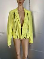 J227 Biba maat 42=L linnen jasje blazer colbert geel