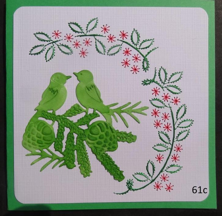 geborduurde kaarten kerst 3, Hobby en Vrije tijd, Kaarten | Zelfgemaakt, Nieuw, Kerst, Ophalen of Verzenden