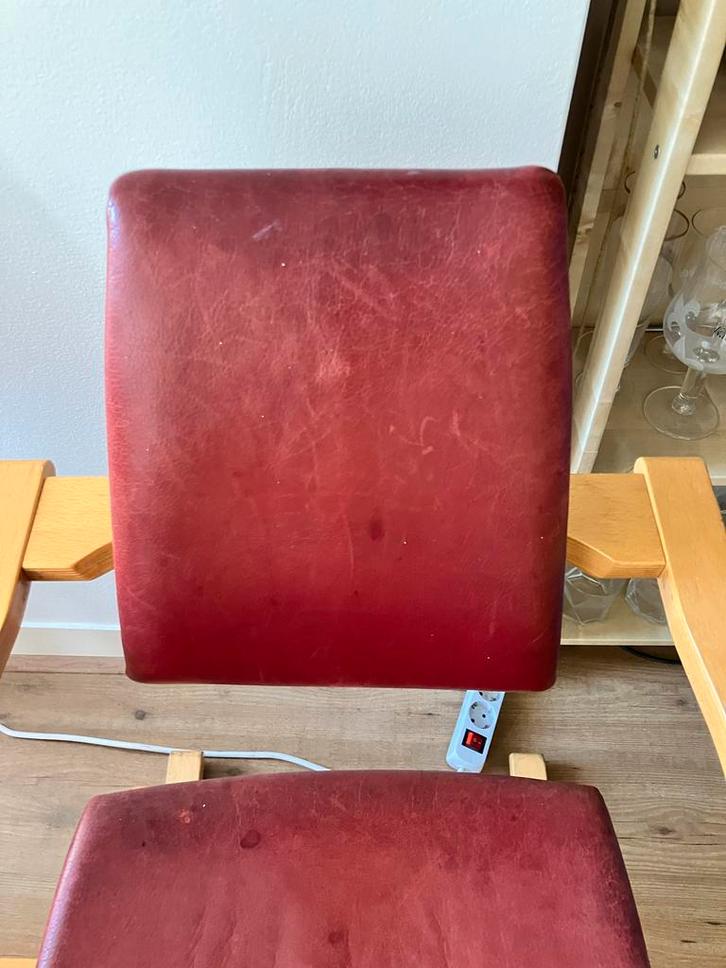 2x Varier Eetkamerstoelen Vintage Leer, Huis en Inrichting, Stoelen, Gebruikt, Twee, Leer, Rood, Ophalen