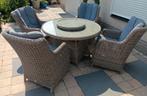 ronde wicker tuinset incl lazy suzan, Ophalen, 4 zitplaatsen, Gebruikt, Wicker