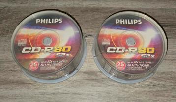 Nieuw gesiald 2 spindels 50 X Philips CD-R80 52x CD's 700MB beschikbaar voor biedingen