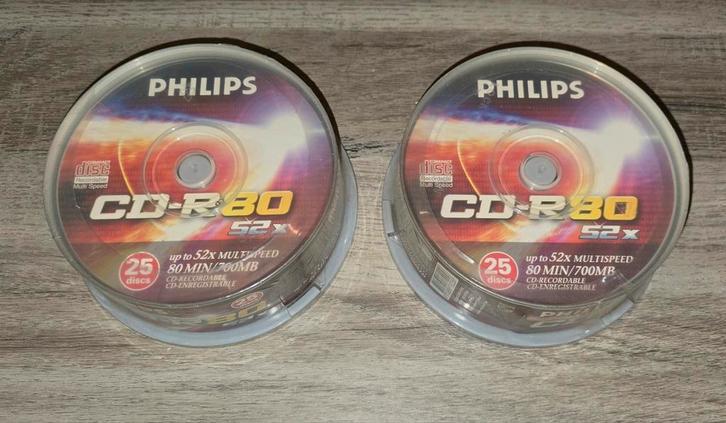 Nieuw gesiald 2 spindels 50 X Philips CD-R80 52x CD's 700MB, Computers en Software, Beschrijfbare discs, Nieuw, Cd, Lightscribe