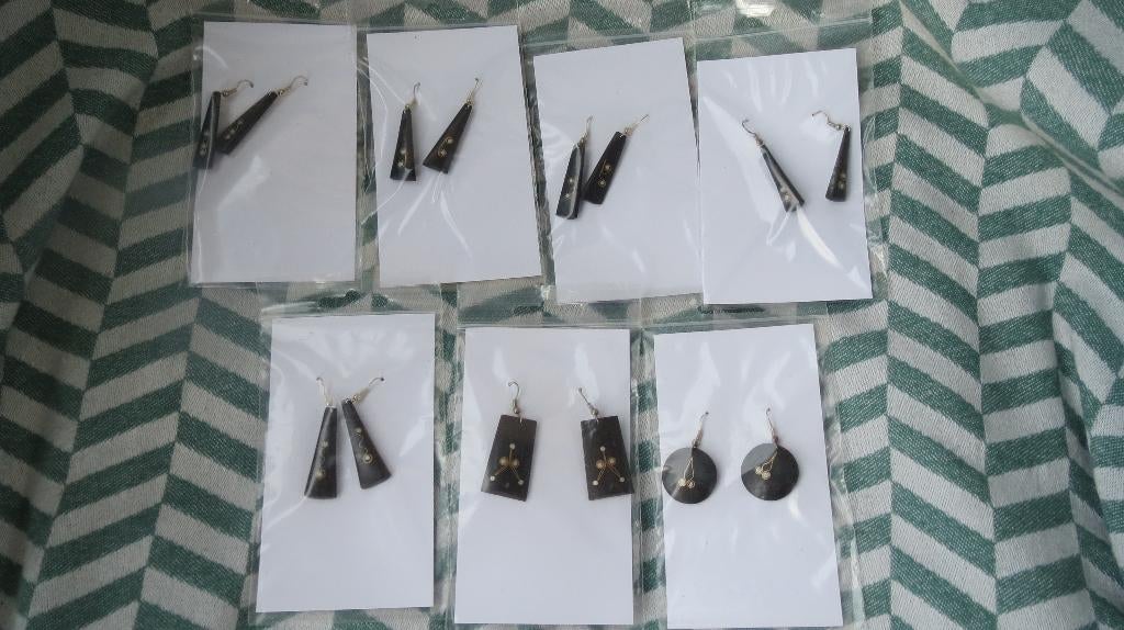 oorbellen, oorhangers, Toeareg, hout, inleg metaal, Niger, Sieraden, Tassen en Uiterlijk, Overige materialen, Verzenden, Zwart