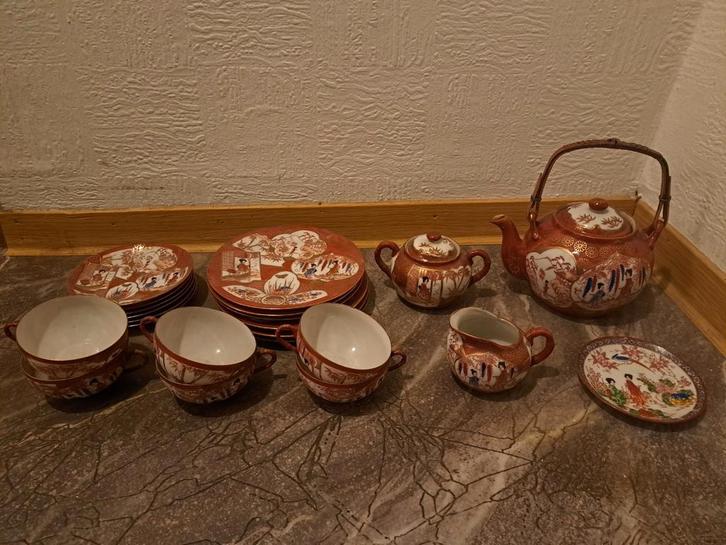 Japans Geisha Servies eierschaal porselein, Antiek en Kunst, Antiek | Servies compleet, Ophalen