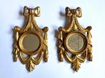 Twee kleine spiegeltjes, strik, draperieën, verguld, h 28 cm, Antiek en Kunst, Antiek | Spiegels, Ophalen of Verzenden, Overige vormen