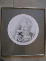 Zelfportret in potlood van schilder Karel Moers, 1988, Ophalen of Verzenden