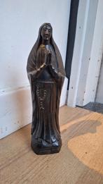 Oude zwart houten beeld Maria met kind,  zie foto's, Antiek en Kunst, Ophalen of Verzenden