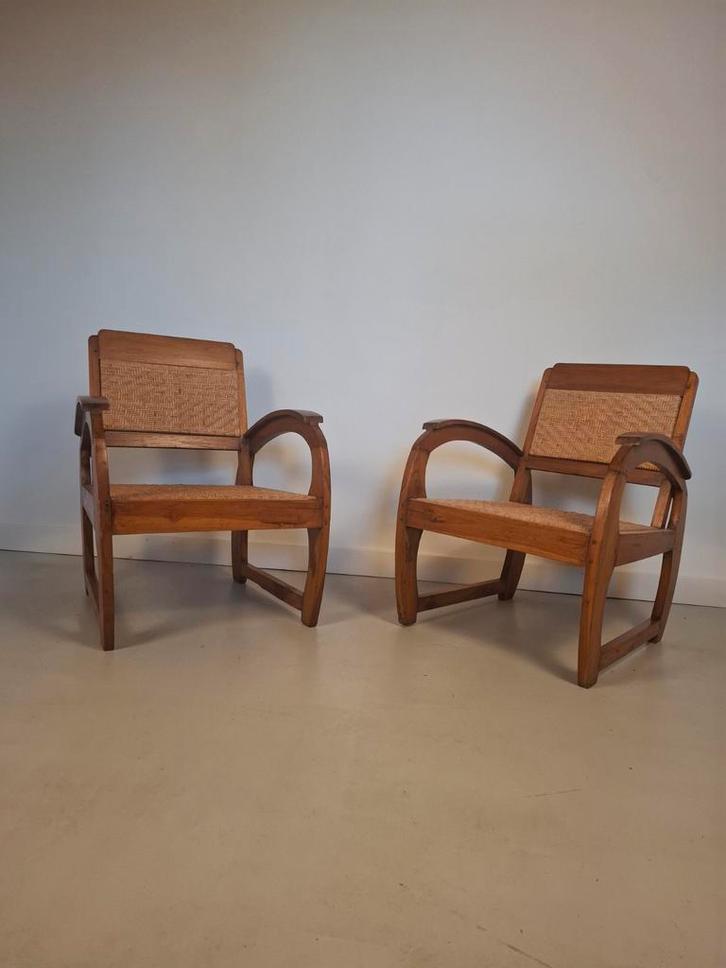 Vintage fauteuils Art Deco Fauteuils - Teak & Rotan, Antiek en Kunst, Antiek | Meubels | Stoelen en Banken, Ophalen of Verzenden